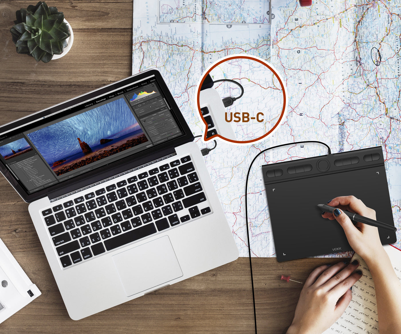 vk850 Plug and Play USB-C Connection, very easily to use