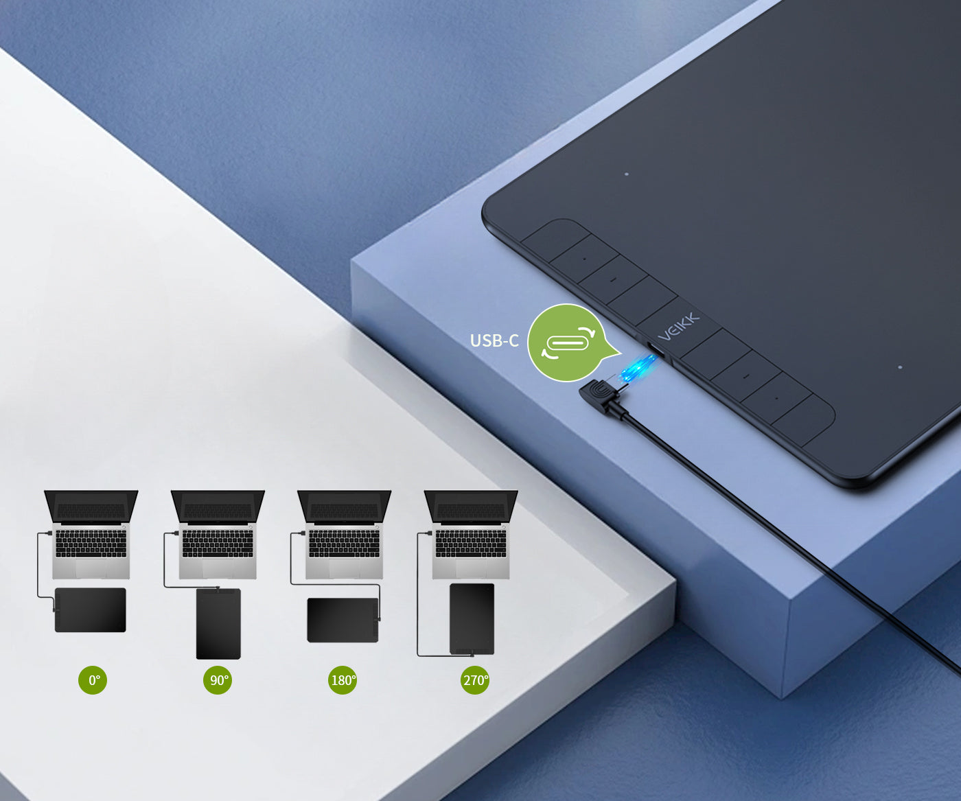 a reversible USB-C port for quick, stable connections with computers and Android devices