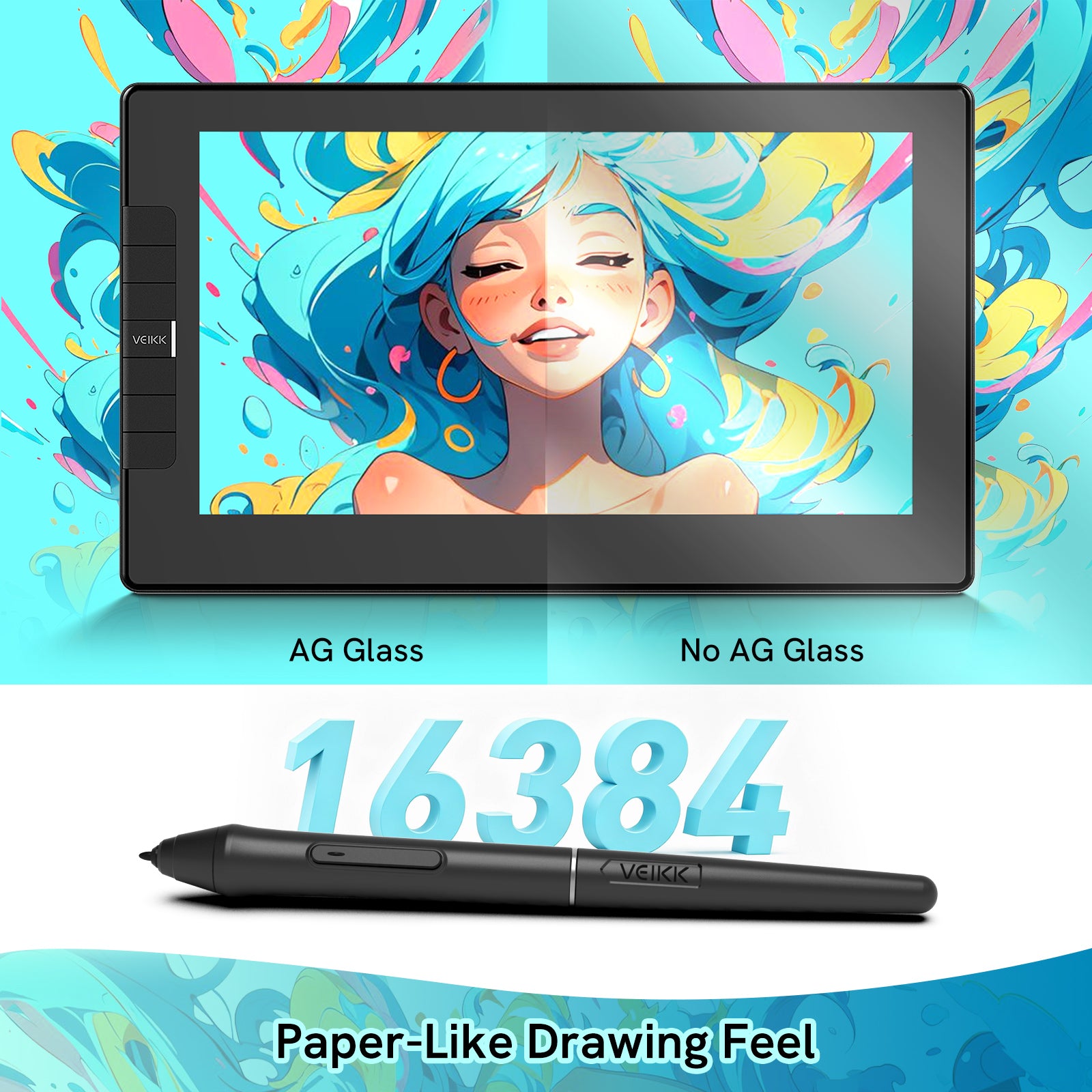 VEIKK Studio VK1200 V2 Full laminated and High resolution Display