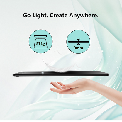 vk1060 tablet is weighing 571g and 9mm thickness