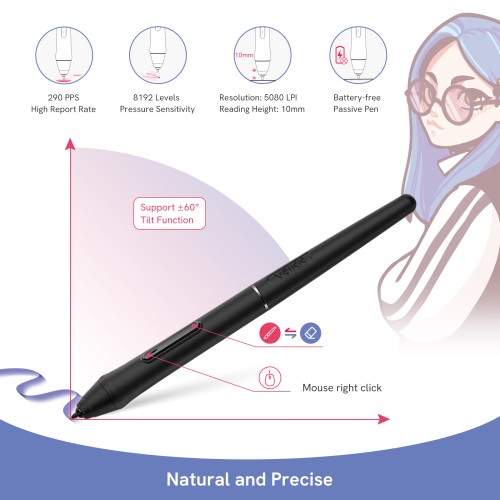 Graphic Tablet Drawing Pad with Digital Pen Quick Reading Pressure