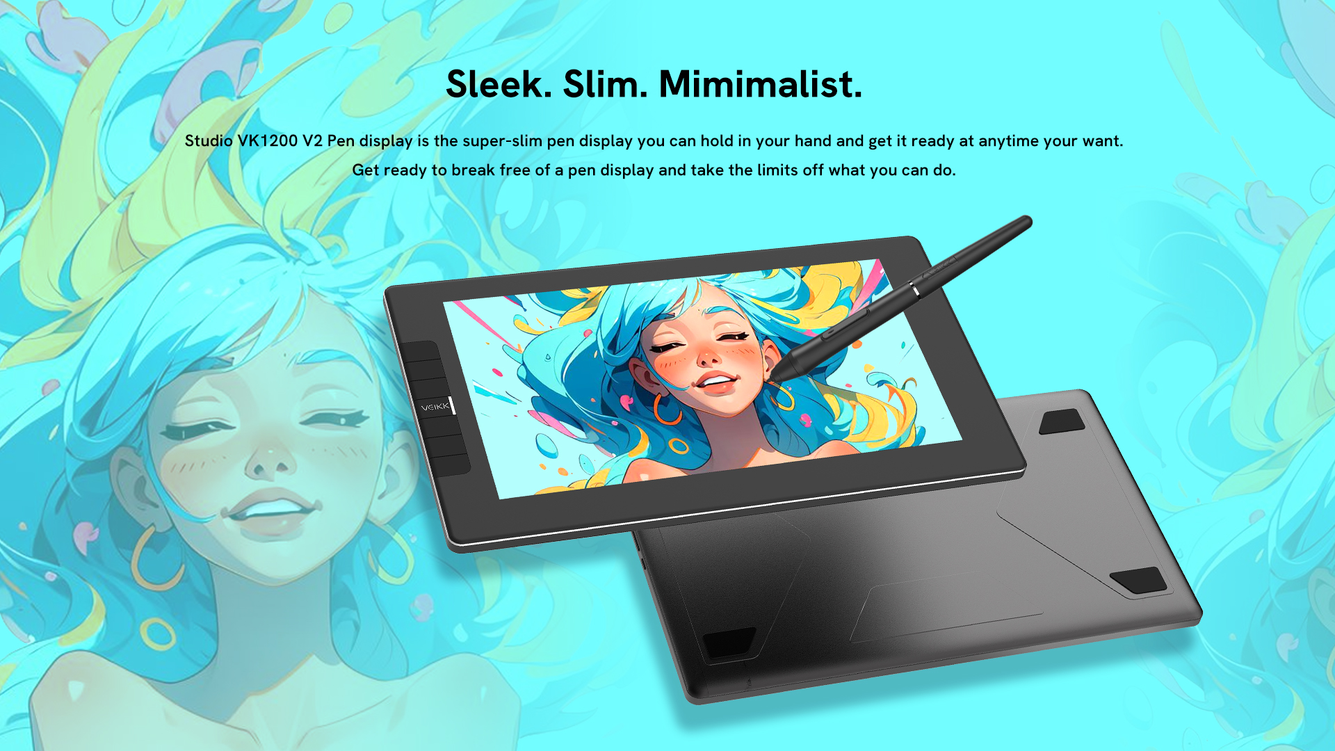 VEIKK Studio VK1200 V2 Full laminated and High resolution Display Tablet